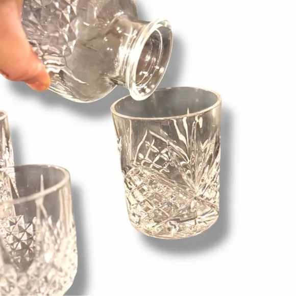 Vintage-Style Cut Crystal Glass Carafe & Tumbler Set | Bedside Water Set - Picture 3 of 6